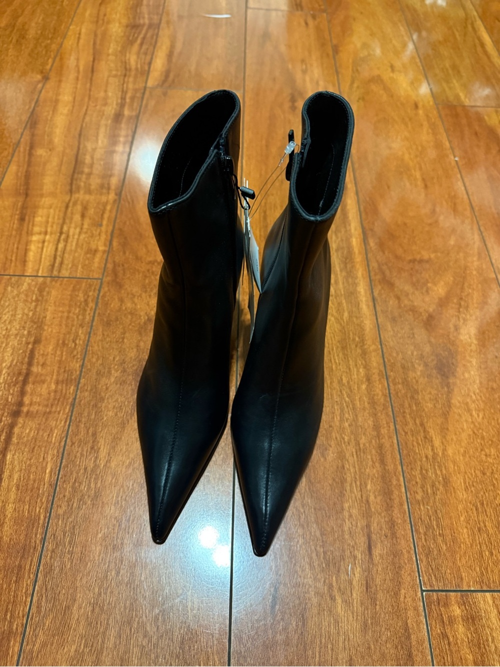 Mango Black Pointed Toe Ankle Heeled Boots